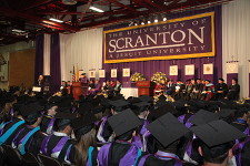 Austin Burke speaks to members of The University of Scranton’s Class of 2013 and their guests at its graduate commencement on May 25.